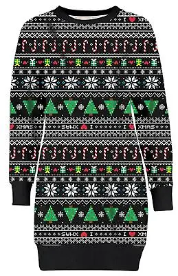 £18.99 • Buy Ladies Gift Bell Candy Stick Merry Christmas Tree Fleece Sweatshirt Jumpers