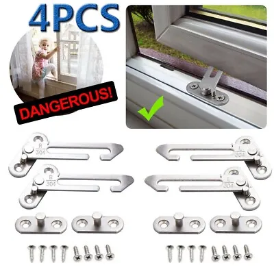4PCS Security Window Restrictor Child Baby Safety Locks Catch Door Ventilator UK • £5.99