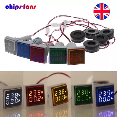 AC 60-500V 0-100A 22mm 3 In 1 Voltmeter Ammeter LED Light Digital Volt AMP Meter • £6.49