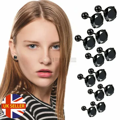 £2.79 • Buy Hypoallergenic Screwback Ball Surgical Steel Cubic Zirconia Silver Stud Earrings