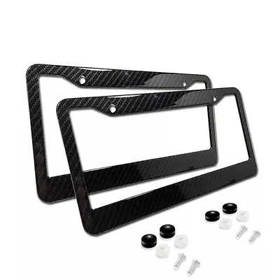 2xUniversal Carbon Fiber Style License Plate Frames For Front & Rear • $13.95