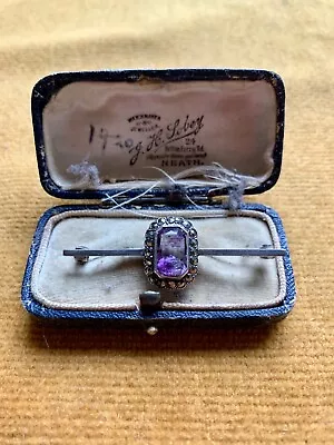 £11.99 • Buy Vintage Silver Amethyst & Marcasite Brooch