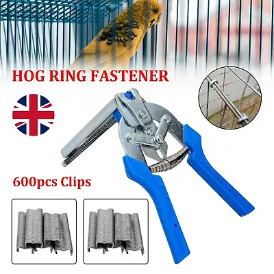 £27.79 • Buy Agriculture Hog Ring Plier Tool 600pcs M Clips Staple Mesh Cage Wire Fence Clamp