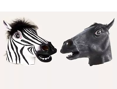 £14.99 • Buy Latex Black Horse Zebra Mask Full Face Head Overhead Animal Cosplay Fancy Dress
