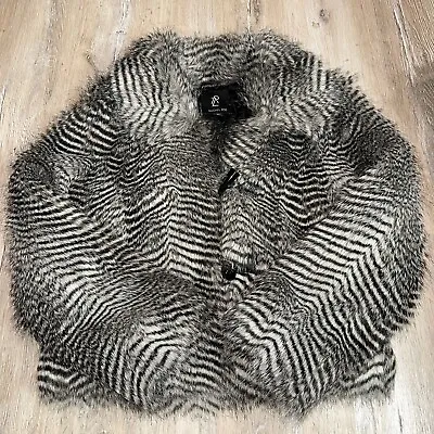 RACHEL ZOE Women’s Zebra Print Faux Fur Toggle Close Coat Jacket Size Medium • £24.05