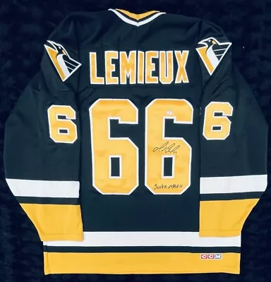 Mario LEMIEUX Signed Pittsburgh Penguins  SUPER MARIO  CCM Vintage Jersey *RARE* • $3999