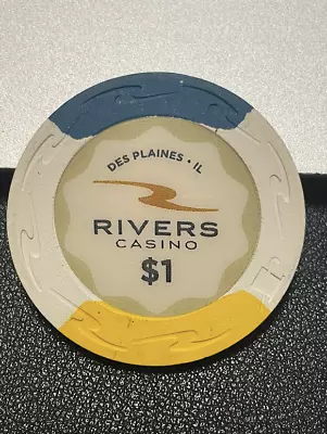 $1 Rivers Casino Chip Poker Chip Des Plaines Illinois Gambling Token • £3.79