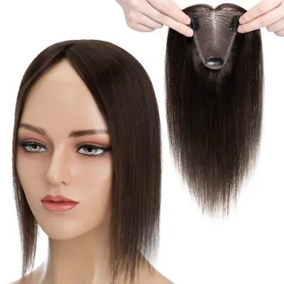 Women Virgin Human Hair Topper Clip In Top Piece Toupee Hairpiece Swiss Lace UK • £32.91