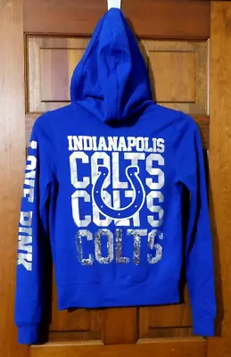 RARE Victoria Secret PINK NFL Indianapolis Colts Sequin Sweatshirt Hoodie Sz S • $42.95