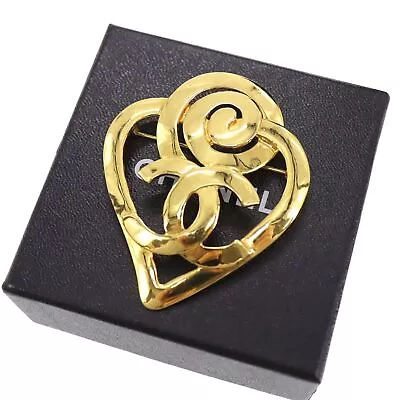 CHANEL CC Logos Heart Used Pin Brooch Gold Plated 95P France Vintage #CG843 M • $991