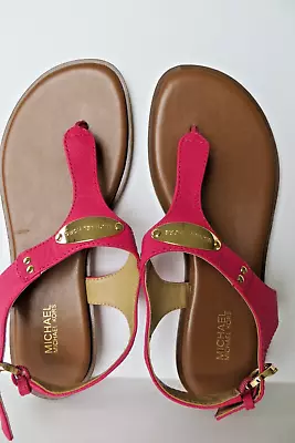 Michael Kors New Women's MK Plate Thong Sandals - Pink - Size 6M • $48.88