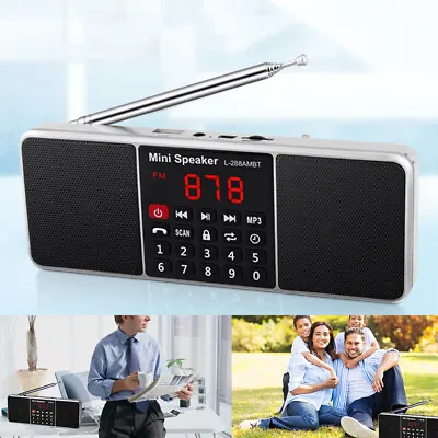 Digital Portable Radio Am Fm Bluetooth Speaker Stereo Mp3 Player Tf Sd Card Gift • $24.99