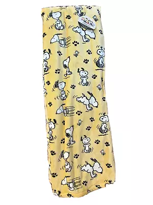 Fun And Cozy Yellow Snoopy Paw Print Plush Throw Blanket 50x70 Inch • $43.95