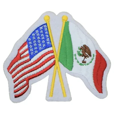 USA & Mexico Patch - United States Mexican Flags USA MX Badge 3-3/8  (Iron On) • $3.74