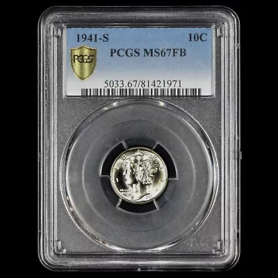 1941-s Mercury Dime ✪ Pcgs Ms-67-fb ✪ 10c Silver Coin Full Bands 971 ◢trusted◣ • $224.95