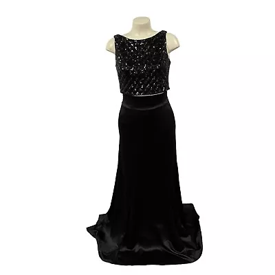 Lauren Ralph Lauren Elegant Two Piece Women's Dress Sz 2 Sequin Prom Dance Black • $114.99