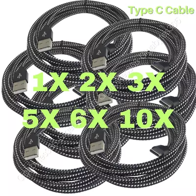 Bulk Lot Braided USB C Type-C Fast Charging Data SYNC Charger Cable Cord 10FT • $18.88