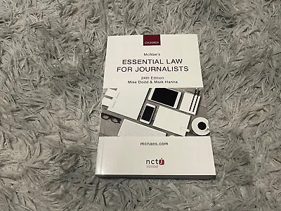 £10.50 • Buy Mcnae's Essential Law For Journalists 24th Edition 2020