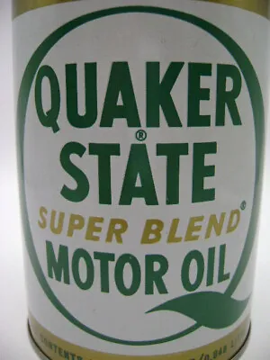 Oil Can Vintage  Quaker State 1 Quart Round Metal Original    • $12.99