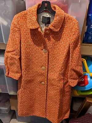 J.crew Collection ✨🆕 NWT 10 Orange Ivory Tweed Pembroke Boucle Lady Coat Jacket • $50