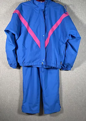 ASICS Vintage Track Warm-Up Suit - Pink & Royal Blue - Womens Large Retro • $45.99