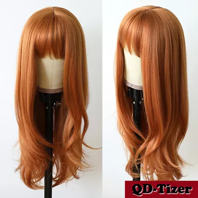 Orange Natural Straight Synthetic Hair Long No Lace Wigs Heat Resistant Glueless • $14.90