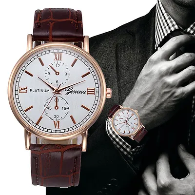 Men’s Chronograph Designer Rose Gold Watch With Crocodile Effect Leather Strap • £9.95