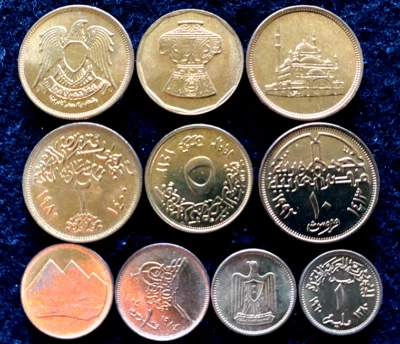 $10.45 • Buy Egypt 5 Coins Set 1,2,5,10 Piastre & 1 Millieme UNC World Coins