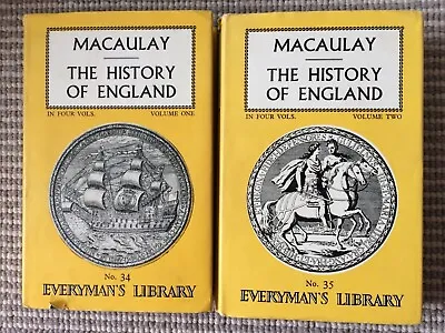 £28 • Buy The History Of England By Macaulay. Volumes 1 & 2. Everyman's Library No. 34/35.