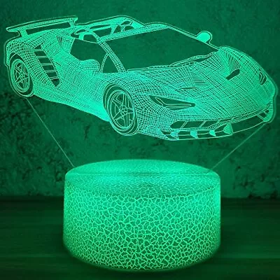 I-CHONY Race Car Toys Night Light For BoysCar 3D Optical Illusion Lampwith Re... • $23.36