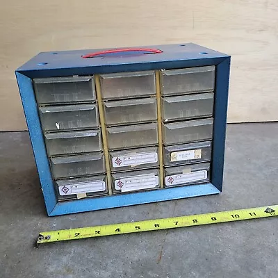 Vintage 15 Drawer Metal Akro-Mils Small Parts Storage Organizer Cabinet Bin • $19.95