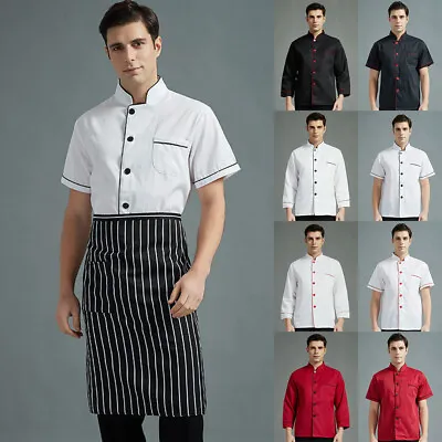 Unisex Restaurant Kitchen Chef Uniform Shirt Short/Long Sleeves Jacket Tops • £4.66