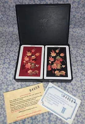 Vintage KEM Double Deck Plastic Coated Playing Cards  Maple  Leaves - Complete • £50