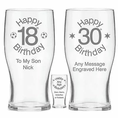 £10.44 • Buy Personalised 18th 21st 30th 40th 50th 60th Pint Beer Glass - Birthday Gift - NB