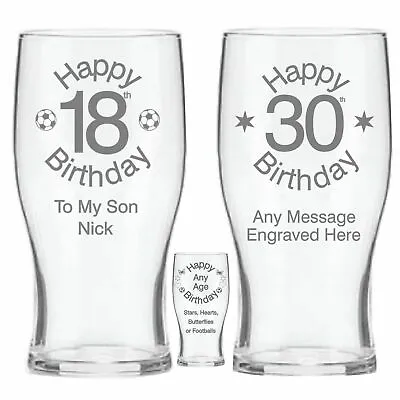 Personalised 18th 21st 30th 40th 50th 60th Pint Beer Glass - Birthday Gift - NB • £12.99