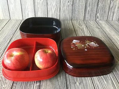 Japanese 2-Tier Stack Bento Box Storage Container Kanan Lacquer Wares • $22.39