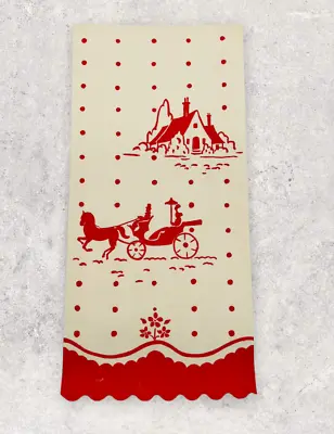 VTG Christmas House Buggy Holiday Snowy Crepe Paper Napkin Towel  1950's MCM 8  • $8.99