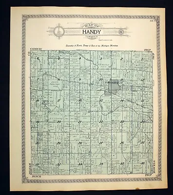 1915 Plat Map Handy Township Livingston County Michigan • $22.50