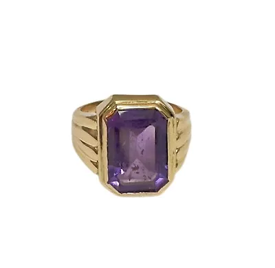 14ct Yellow Gold  Amethyst Signet Men's Ring 8.38gm • $678.23