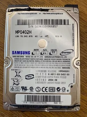 Samsung 40GB IDE PATA 2.5  Laptop Hard Disk Drive HDD MP0402H • £24.49