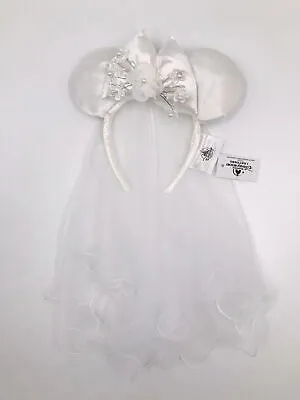 Tiara Disney Parks Mickey Mouse Wedding Veil Minnie Ears Bride Bow Rare Headband • $0.99