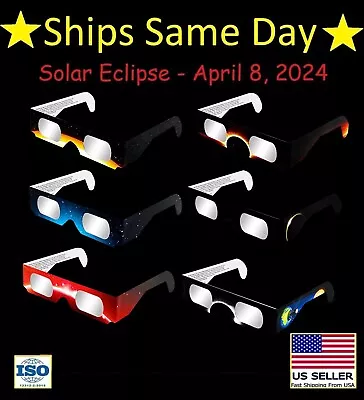 6Pcs Solar Eclipse Glasses Nasa Approved 2024 - ISO 12312-2 & CE Certified Safe • $6.89