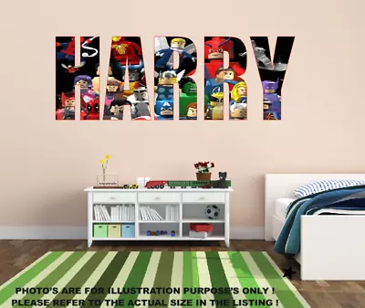 Personalised Lego Marvel Avengers Super Heroes Wall Sticker Art Decal Vinyl  • £14.99