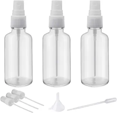Hydior 2oz Clear Glass Small Spray Bottles For Essential Oils Set Of 3 • $9.99