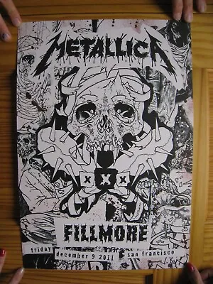 Metallica Poster Fillmore Dec 2011 San Francisco Black White Skull • $299.99