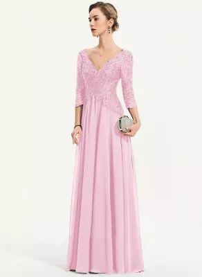 £39.99 • Buy A-Line V-neck Floor-Length Chiffon Evening Dress With Sequins - UK12/EU40