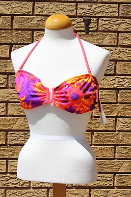 Vtg NOS OP Ocean Pacific Bikini Top Neon Pink Orange Sz 13/14 L Y2K 90s 80s • £23.12