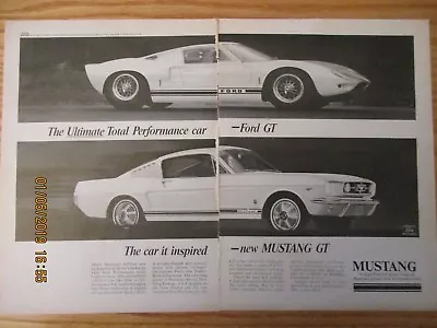 MustangAdv#20 Advertisement Mustang 1965 Mustang GT 2+2 Fastback & Ford GT 2 Pg • £16.86