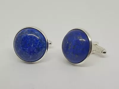 Luxury Semi-precious Gemstone Cufflinks Afghan Lapis Lazuli Silver Cufflinks • $30.83