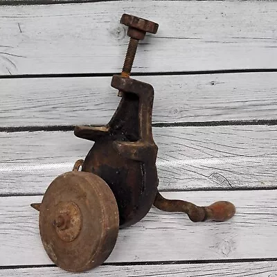 Hand Crank Manual Bench Grinder Blacksmith Vintage Primitive • $22.39